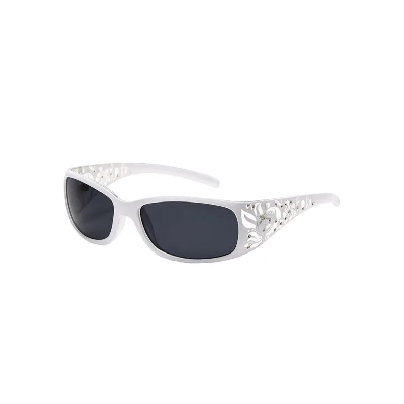 New Printed Diamond Studded Retro Cat Eye Women's Sunglasses Personalized And Trendy Outdoor Sun Protection Sunglasses