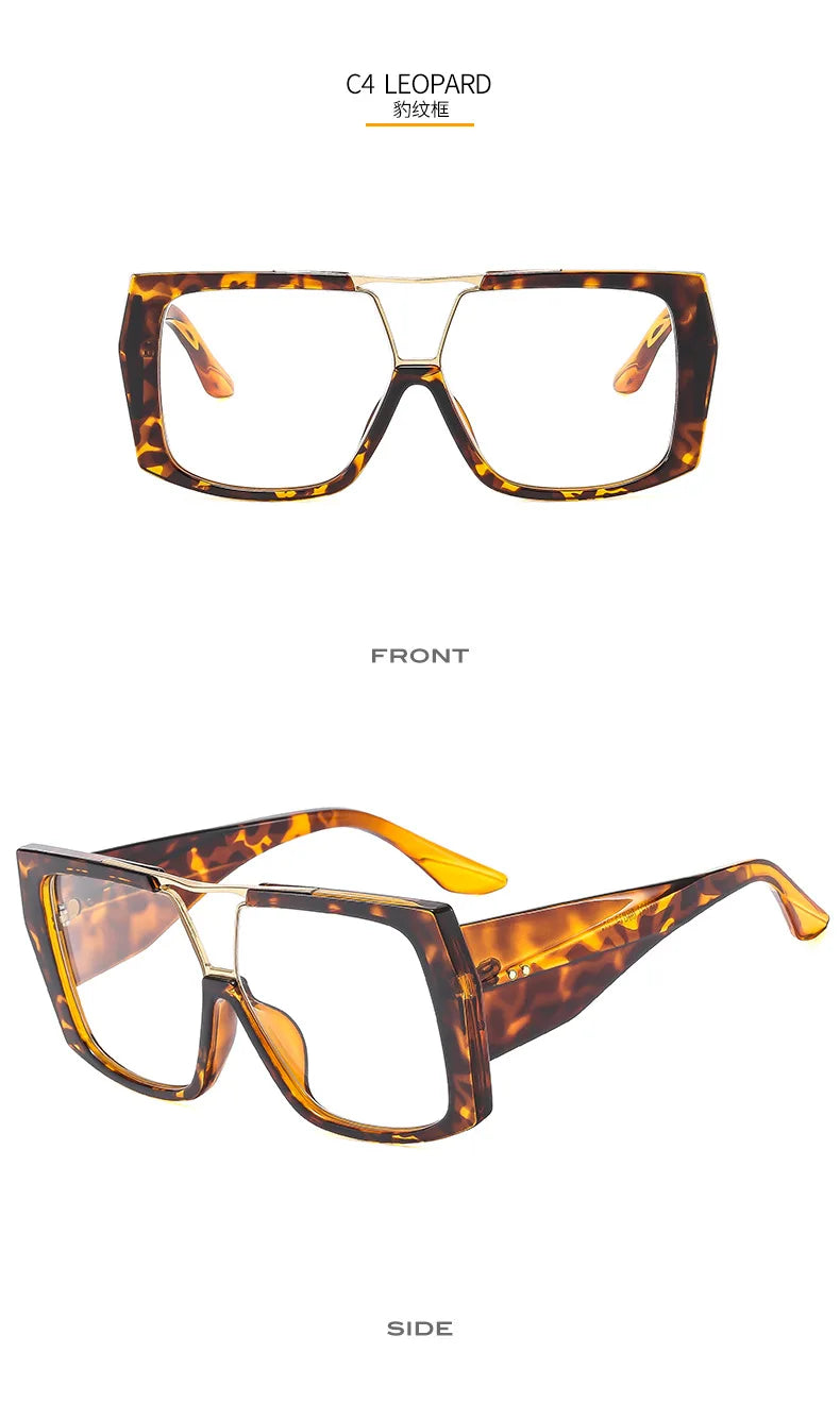 Fashion Brand Oversized Square Myopia Glasses Women Men Trend Green Graduation Eyeglasses Anti Blue Light Prescription Glasses