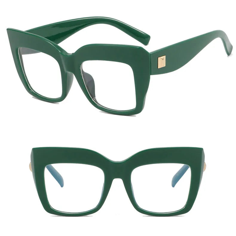 Square Anti Blue Light Reading Glasses Optical Lenses Prescription Glasses Frame Women Large Frame Cat Eye Presbyopic Glasses