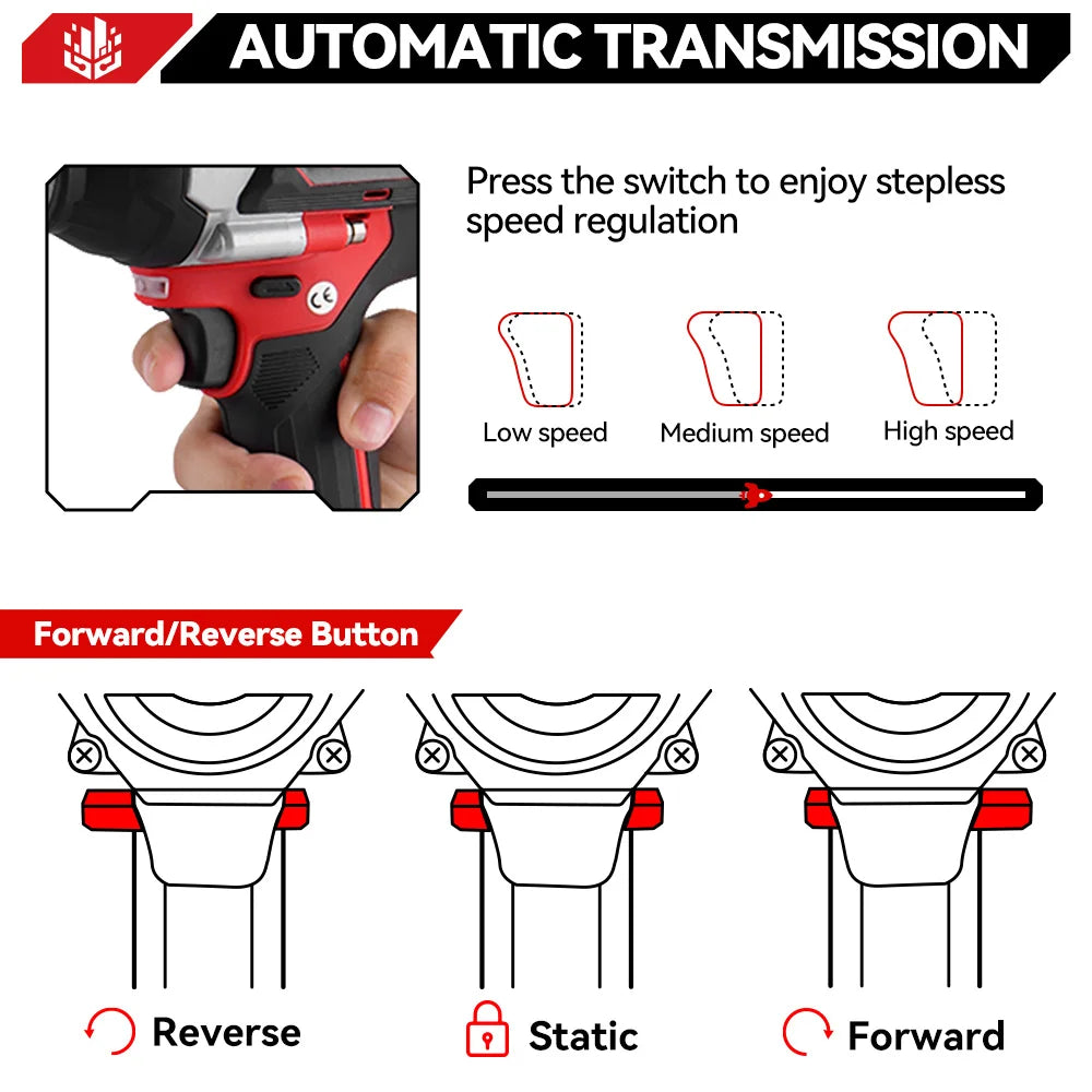 ONEVAN 1800N.M Brushless Electric Impact Wrench 1500W Cordless Handheld Screwdriver Drill Power Tool For Makita 18V Battery Pin
