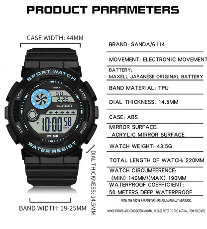 SANDA G Style Fashion Women Sport Watches Alarm Clock Waterproof Stopwatch LED Digital Women Electronics Chronograph Wrist Watch