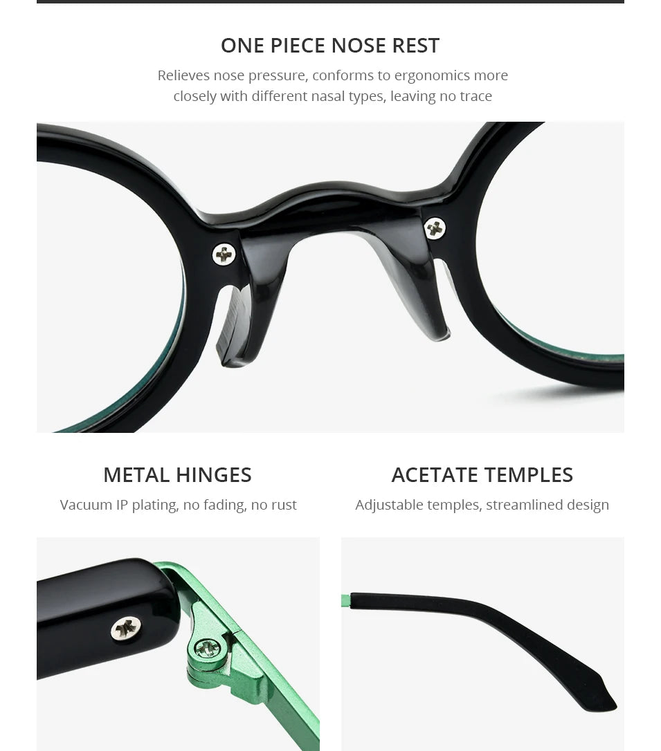 FONEX HEPIDEM Acetate Eyeglasses Frame Men 2025 New Small Round Brand Design Glasses Women Retro Vintage Eyewear Spectacles 9341