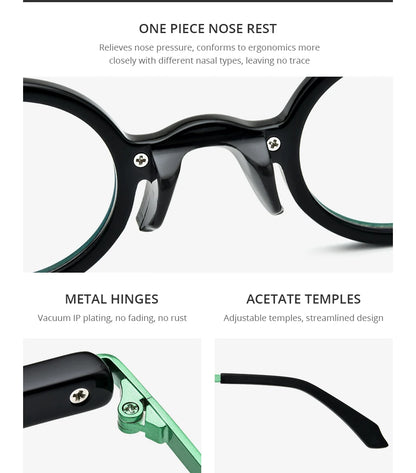 FONEX HEPIDEM Acetate Eyeglasses Frame Men 2025 New Small Round Brand Design Glasses Women Retro Vintage Eyewear Spectacles 9341