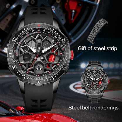 HANBORO supercar series men's fully automatic mechanical watch with wheels running and dial personalized watch