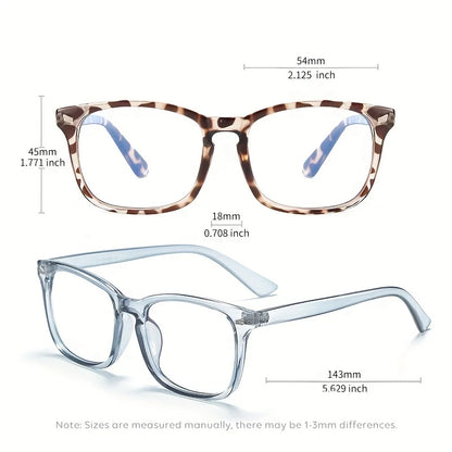 2PCS Vintage Computer Glasses Frame Men Square Optical Spectacles Eyeglasses Anti Blue Light Blocking Gaming Eyewear