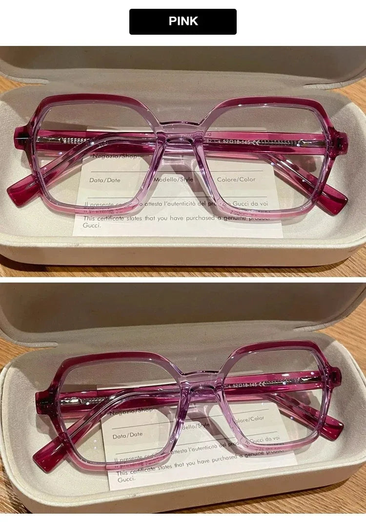EYORA Fashion Polygon Prescription Reading Glasses Women Myopia Eyewear Hyperopia Anti Blue Light Progressive Optical Eyeglasses
