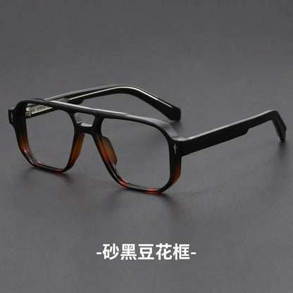 Double Bridges Anti Blue Light Reading Glasses Men Retro Women Square Glasses Frame Fashion Men Myopia Eyewear Fake Eyelasses -2