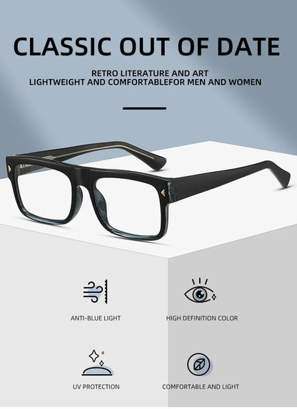 Fashion Men Prescription Myopia Glasses Luxury Brand Black Square Blue Light Blocking Eyewear Male Glasses For Vision 0 To -6.0