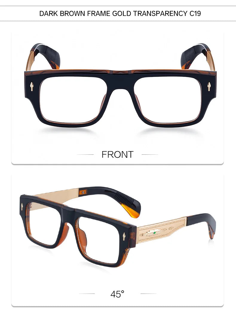 Fashion Oversized Square Reading Glasses Men Blue Light Blocking  Metal FrameGlasses Trendy Optical Presbyopia Eyeglasses0to+6.0