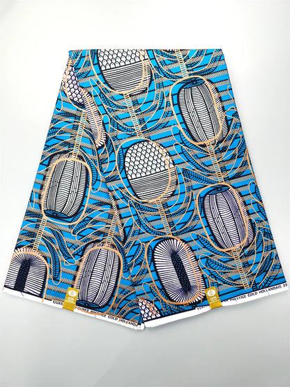 Newest Grand African Wax Glitter Glam Fabric 100% Cotton Ankara Batik Material Pagne Wax Gold Print Sewing Party Dress