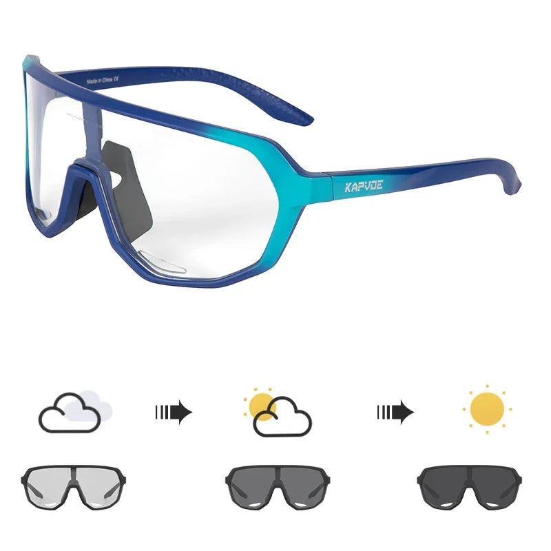 KAPVOE Photochromic Cycling Glasses Sports Sunglasses for Men Women UV400 Protection Bicycle MTB Mountain Bike Sunglasses
