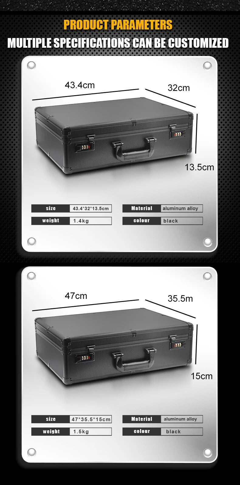 Premium Full Black Aluminum Alloy Combination Box-Versatile Storage Solution,for Tools,Documents,and Gifts,Digital password lock