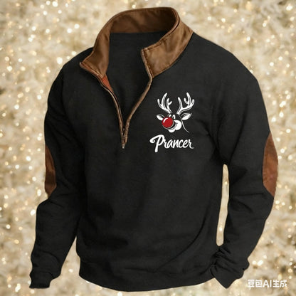 3D Printed Animal Pattern Zipper Sweatshirt For Men Vintage Elk Wolf Pattern Long Sleeve Pullover Autumn Casual Comfortable Tops