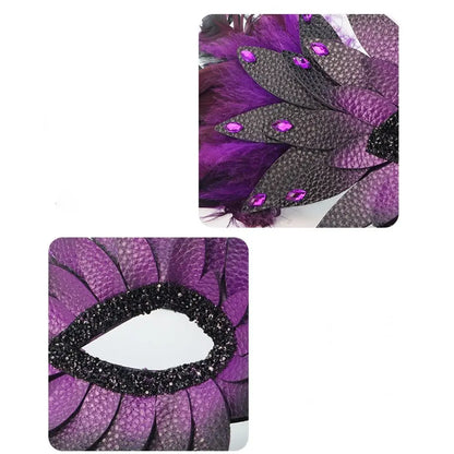 New PU Leather Bird-beak Mask Black Exquisite Owl Feather Mask Half-face Halloween Mask Carnival