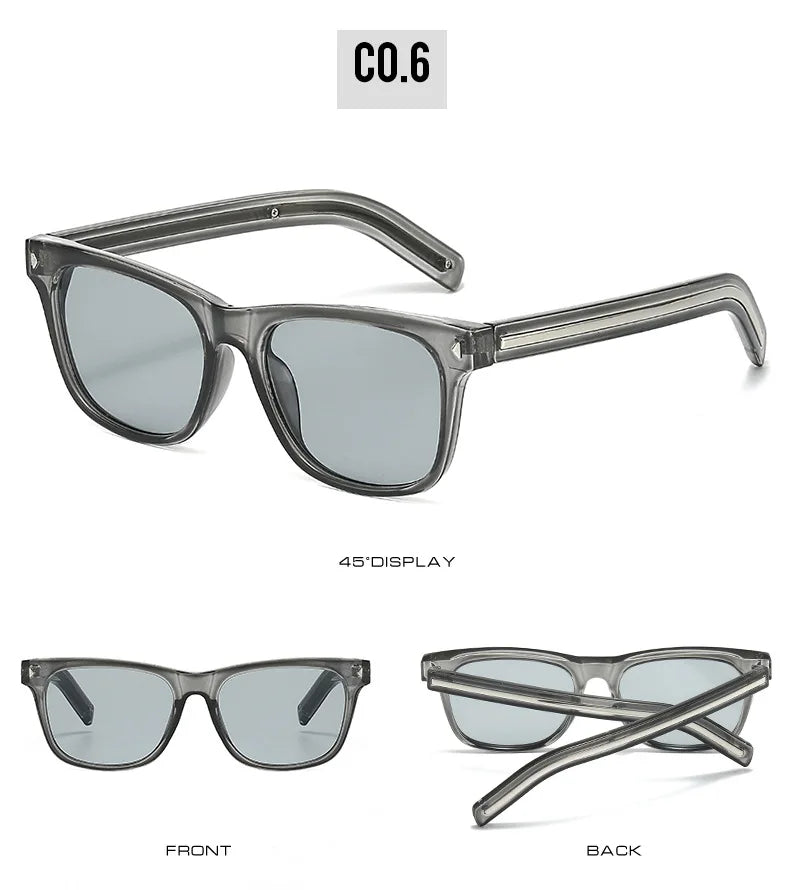 QVQV Fashion Leopard Blue Square Sunglasses Women Men Metal Stripes Brand Design Sun Glasses Men Outdoor Selfie Sunscreen Shades