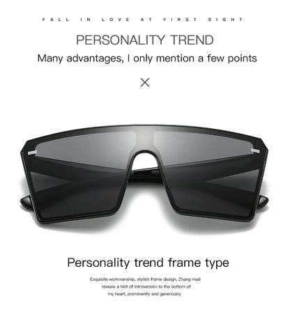 Oversized Square Sunglasses Women 2024 Luxury Brand Fashion Flat Top Red Black Clear Lens Men Fishing Shade Mirror UV400