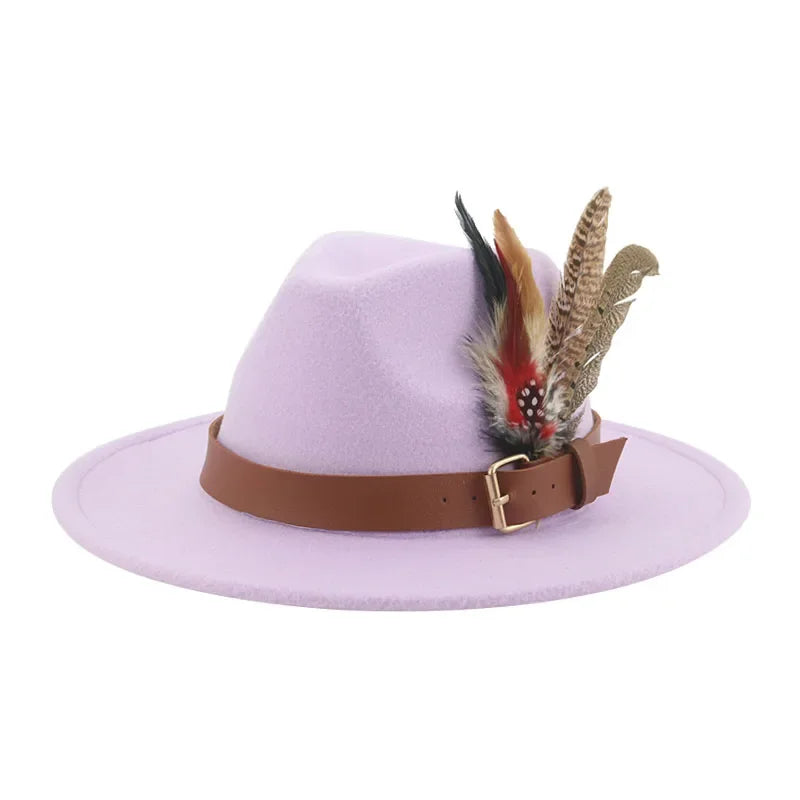 Hat Fedoras Winter Women Hats Men Felt Hat Feather Luxury Fashion Casual Wedding Decorate Men Women Fedora Chapeau Femme Bonnet