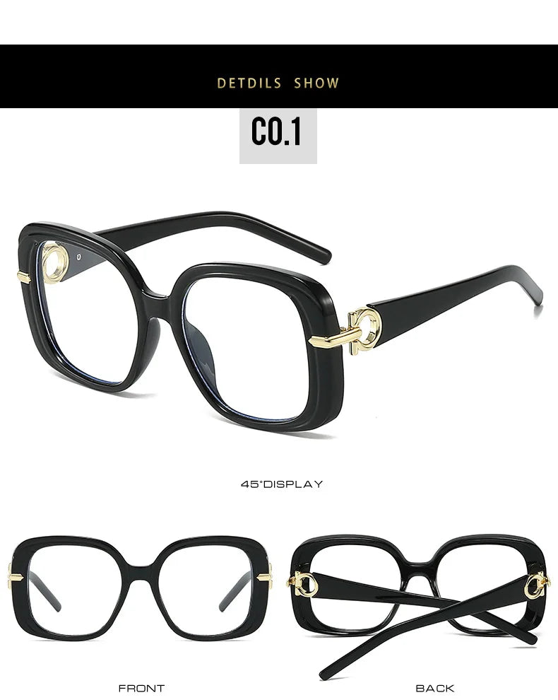 Square Large Anti Blue Light Reading Glasses Women Clear Lens Glasses Frames Finished Prescription Glasses Customized Diopter