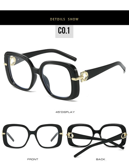 Square Large Anti Blue Light Reading Glasses Women Clear Lens Glasses Frames Finished Prescription Glasses Customized Diopter