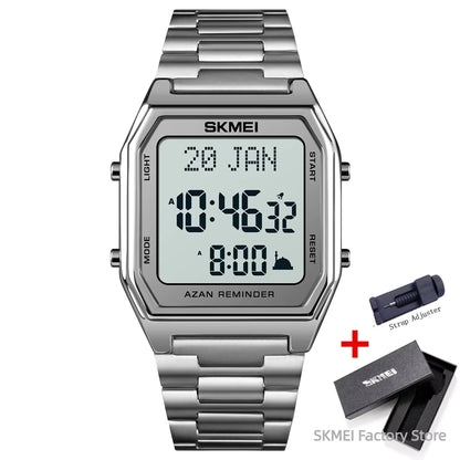 SKMEI 1763 Watch for Men Sport Waterproof Pilgrmage Qibla Direction Religious Month Day Hijri Calendar Digital Mens Wristwatches