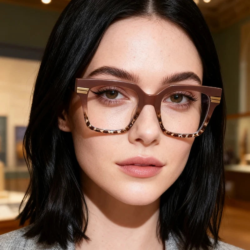 Oversized Square Reading Glasses Women Men Blue Light Protection Prescription Eyeglass Thick Frame Transparent Computer Eyewear