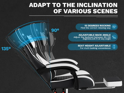 Ergonomic Gamer Chairs Computer Chair Gamer Chairs for Adults Massage Lumbar Support Swivel Height Adjustable Headrest Backrest