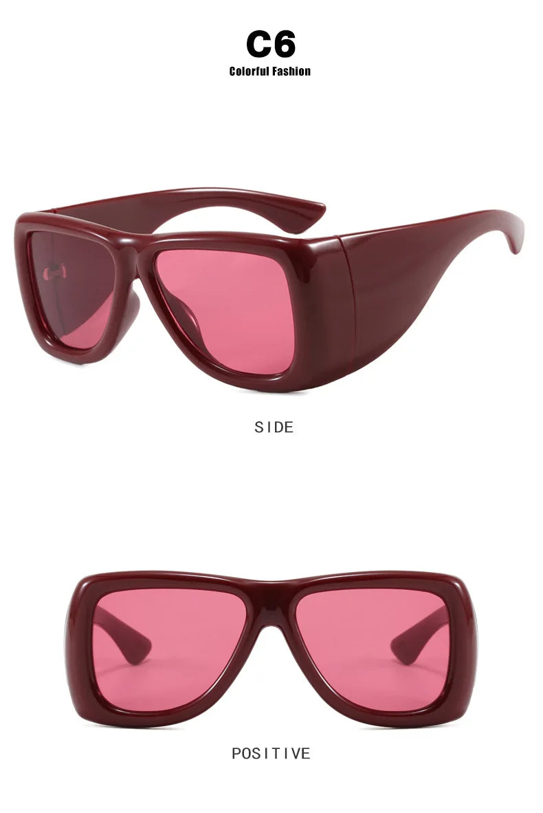 QVQV Trendy Oversized Square Sunglasses Women Men Luxury Brand Original Thick Frame Sunglasses Retro Outdoors Driving Shades