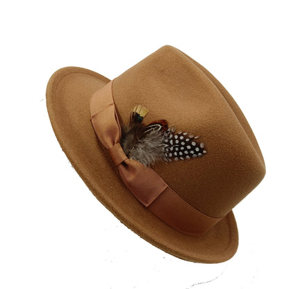 Women's Men's Fedora Hat Winter and Autumn Elegant Women's Gangster Trilby Felt Hamburg Church Jazz Hat 55-58CM Adjustable