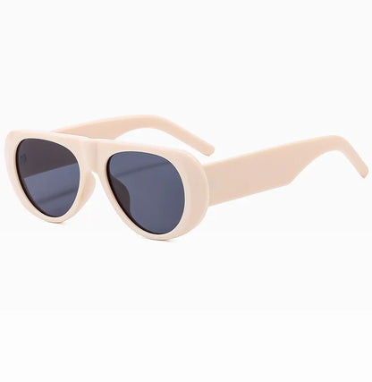 Vintage Big Frame Ellipse Women Square Sunglasses Brand Black Round Cool Men Sunglasses One Piece Designer Pilot Sun Glasses