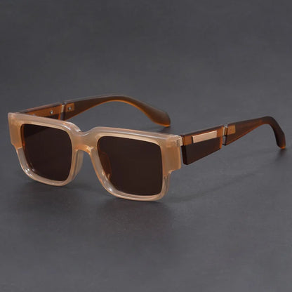 2025 New Vintage Oversized Square Sunglasses [1PCS Set Thick Frame Face Slimming Trendy Sun Glasses Street Style Windproof UV