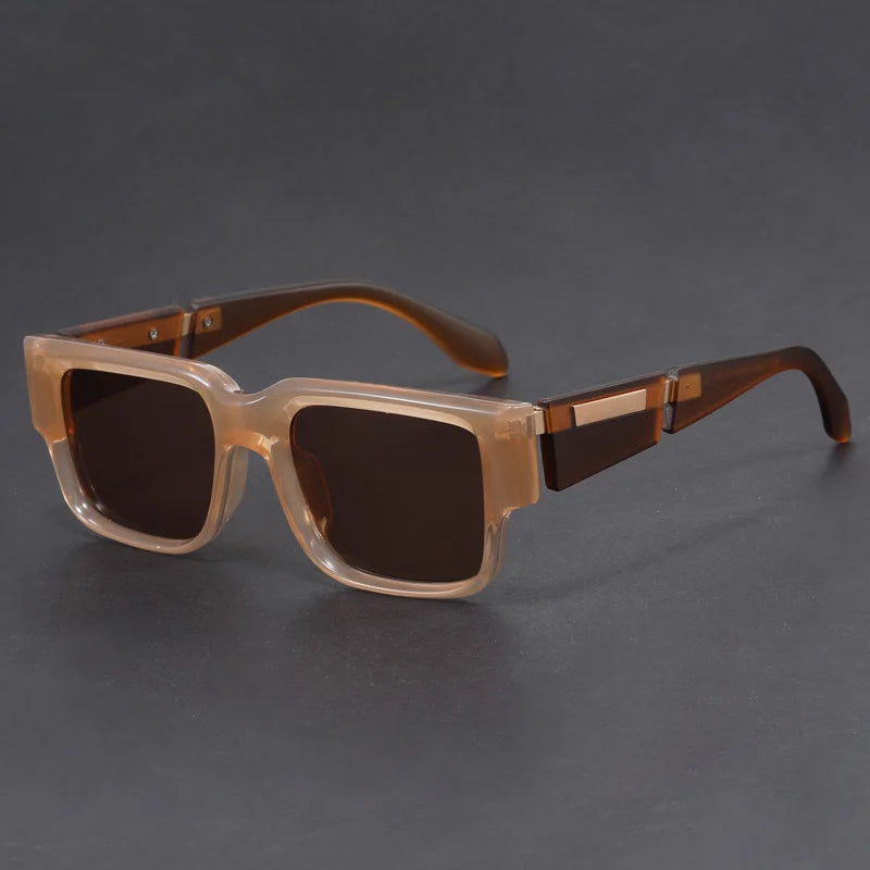 2025 New Vintage Oversized Square Sunglasses [1PCS Set Thick Frame Face Slimming Trendy Sun Glasses Street Style Windproof UV