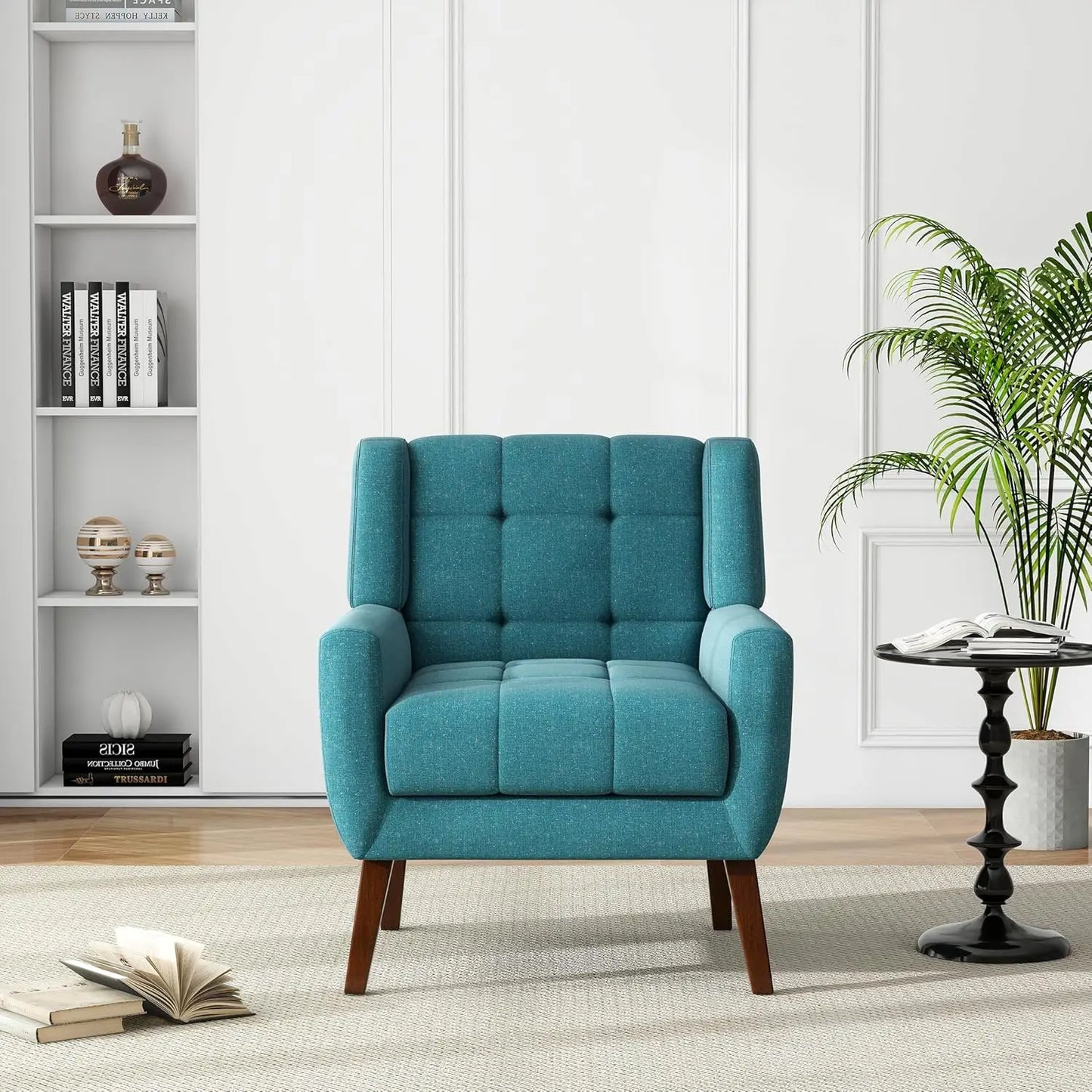 Faux Leather Accent Chair, Modern Upholstered Club Arm Chair for Living Room, Comfy Armchair Single Sofa Seat with, Customized