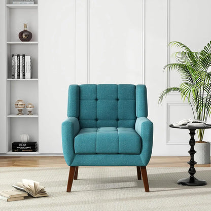Faux Leather Accent Chair, Modern Upholstered Club Arm Chair for Living Room, Comfy Armchair Single Sofa Seat with, Customized