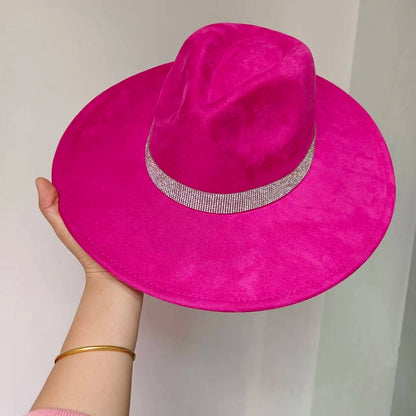 Women's suede 10cm wide Brim Fedora hat Men's autumn and winter felt jazz hat Classic suede Fedora Sombrero