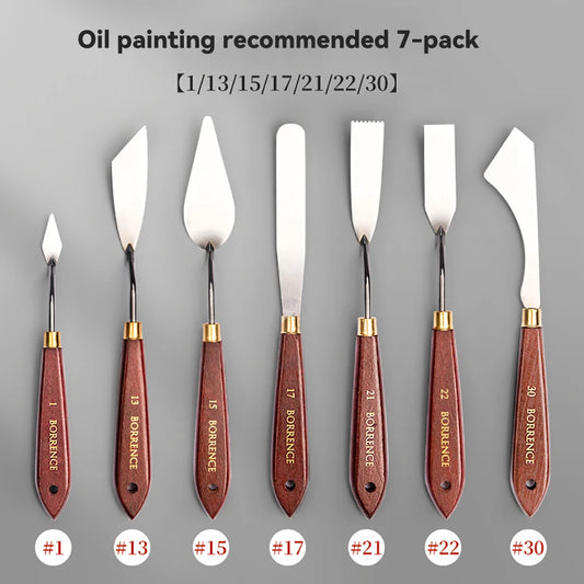 7Pcs/Set Stainless Steel Oil Painting Knives Artist Crafts Spatula Palette Knife Oil Painting Mixing Knife Scraper Art Tools