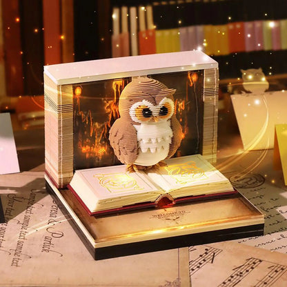 2026 Paper Sculpture Calendar 3D Owl Tear-off Calendar Paper Sculpture Art Memo Notepad Desk Calendar Sticky Notes Bookmark