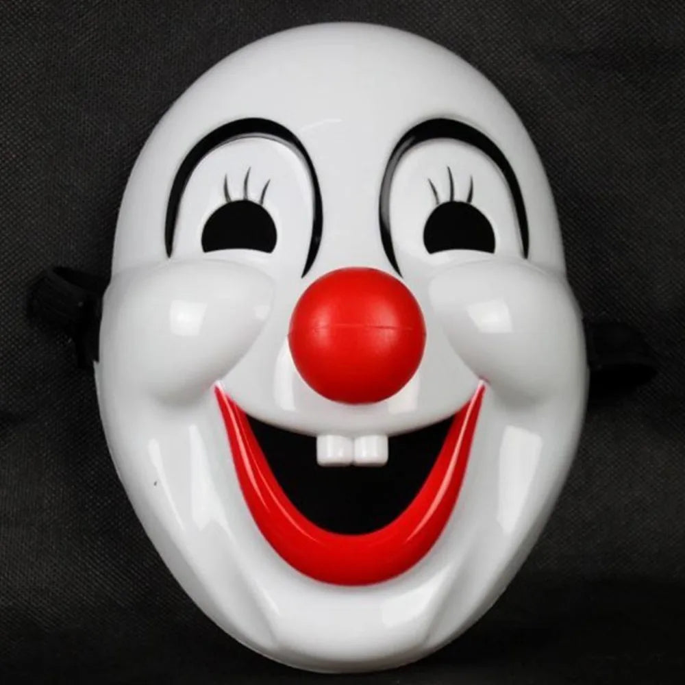 Party Prop Red Nose Halloween Clown Mask PVC Scary Clown Makeup Mask Funny Happy Clown Costume Masquerade Party