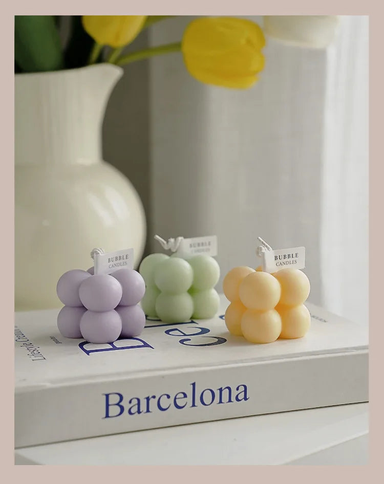 Little Bubble Cube Candle Handmade Scented Candle Aromatherapy Soy Wax Candle Wedding Birthday Candles Party Home Decoration