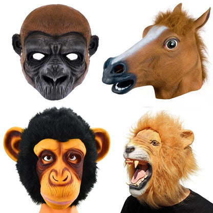 Novelty Lubber Latex Animal Head Mask Monkey Chimp Dog Head Mask Halloween Party Costume Masquerade Dressing Up Cosplay