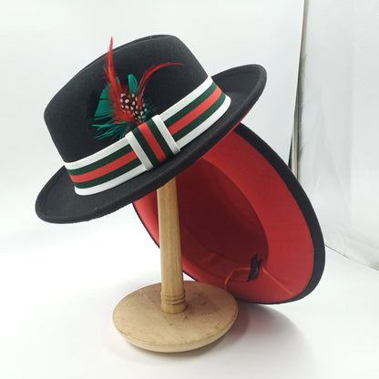men hats feather men fedoras lady woolen felt church hat unisex  bowknot  jazz hat for men and women