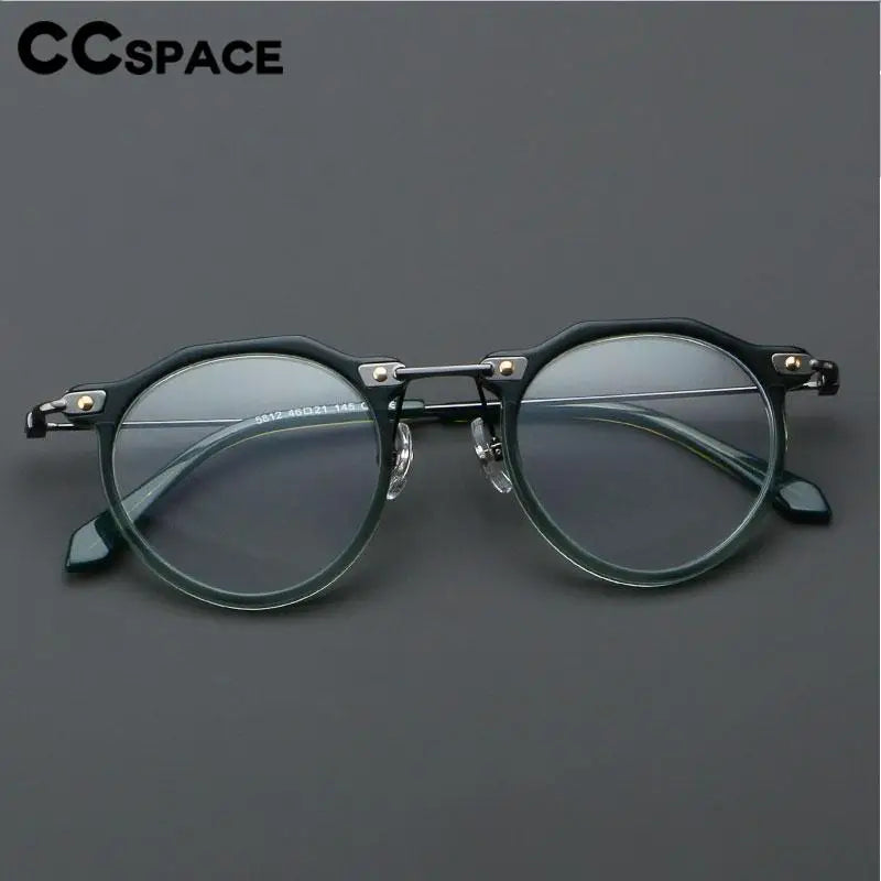 57028 Vintage Acetate Optical Spectacle Frames Women Fashion Round Metal Eyeglass Frame Men Trend Transparent Eyewear