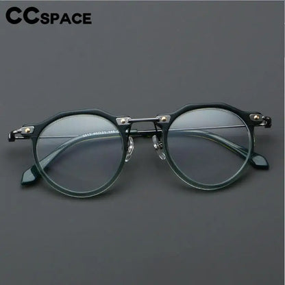57028 Vintage Acetate Optical Spectacle Frames Women Fashion Round Metal Eyeglass Frame Men Trend Transparent Eyewear