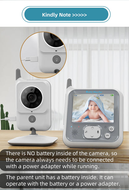 TakTark Video Baby Monitor 3.2 Inch / 2.8 Inch Wireless Security Camera Auto Night Vision Intercom Temperature Monitoring Nanny