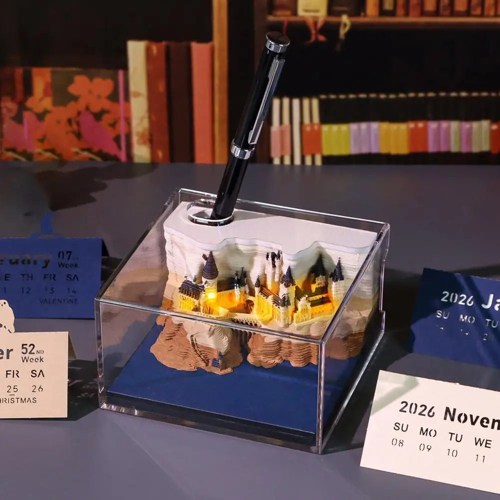 2026 Treehouse 3D Desktop Calendar Sticky Notes Creative Crafts Souvenirs Paper Carvings Memo Pad New Year Gifts Office Ornament