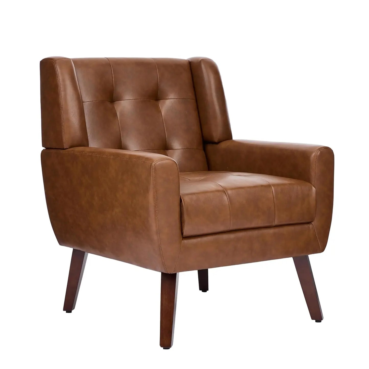 Faux Leather Accent Chair, Modern Upholstered Club Arm Chair for Living Room, Comfy Armchair Single Sofa Seat with, Customized