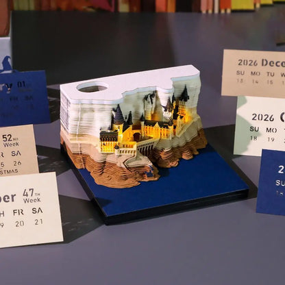 2026 Treehouse 3D Desktop Calendar Sticky Notes Creative Crafts Souvenirs Paper Carvings Memo Pad New Year Gifts Office Ornament