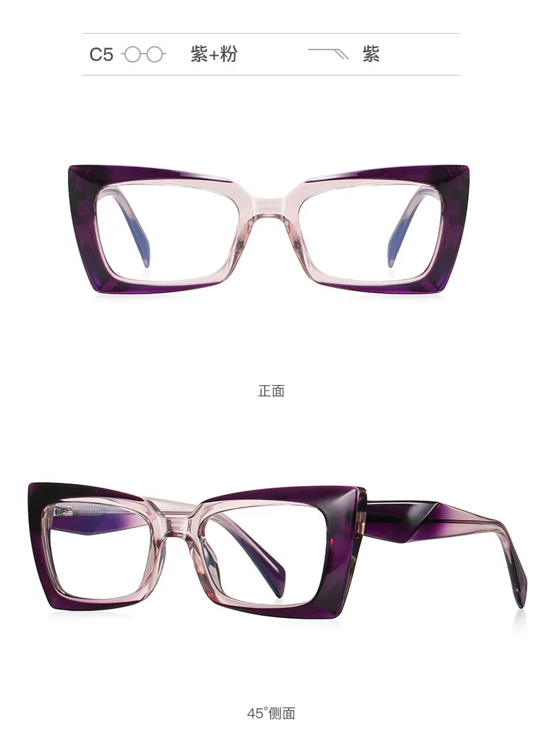 56875 Fashion Rectangle Anti-Blue Spectacle Frame Anti-Fatigue Computer Eyewear Frame for Women Gradient Eyeglasses