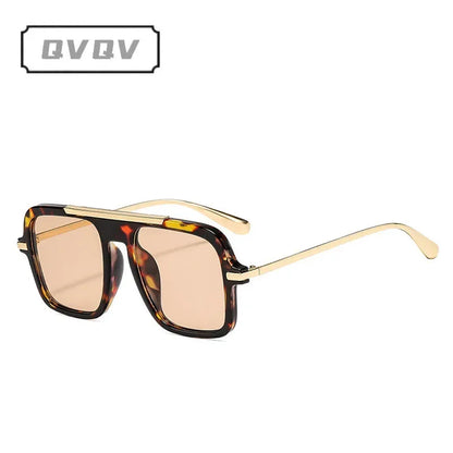 QVQV Brand Design Square Oversized Sunglasses for Women Men Fashion Popular Leopard Champagne Shades UV400 Sun Glasses Trendy