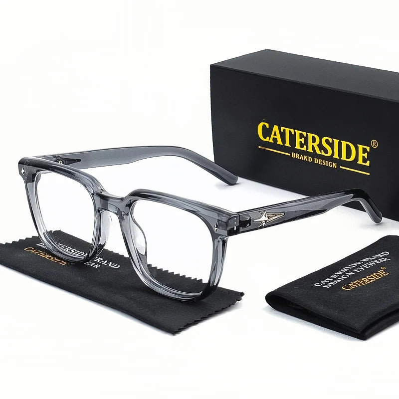 CATERSIDE Anti Blue Light Glasses Men Brand Design TR90 Square Frames Eyewear Women Business Minimalist Fashion Transparent Lens