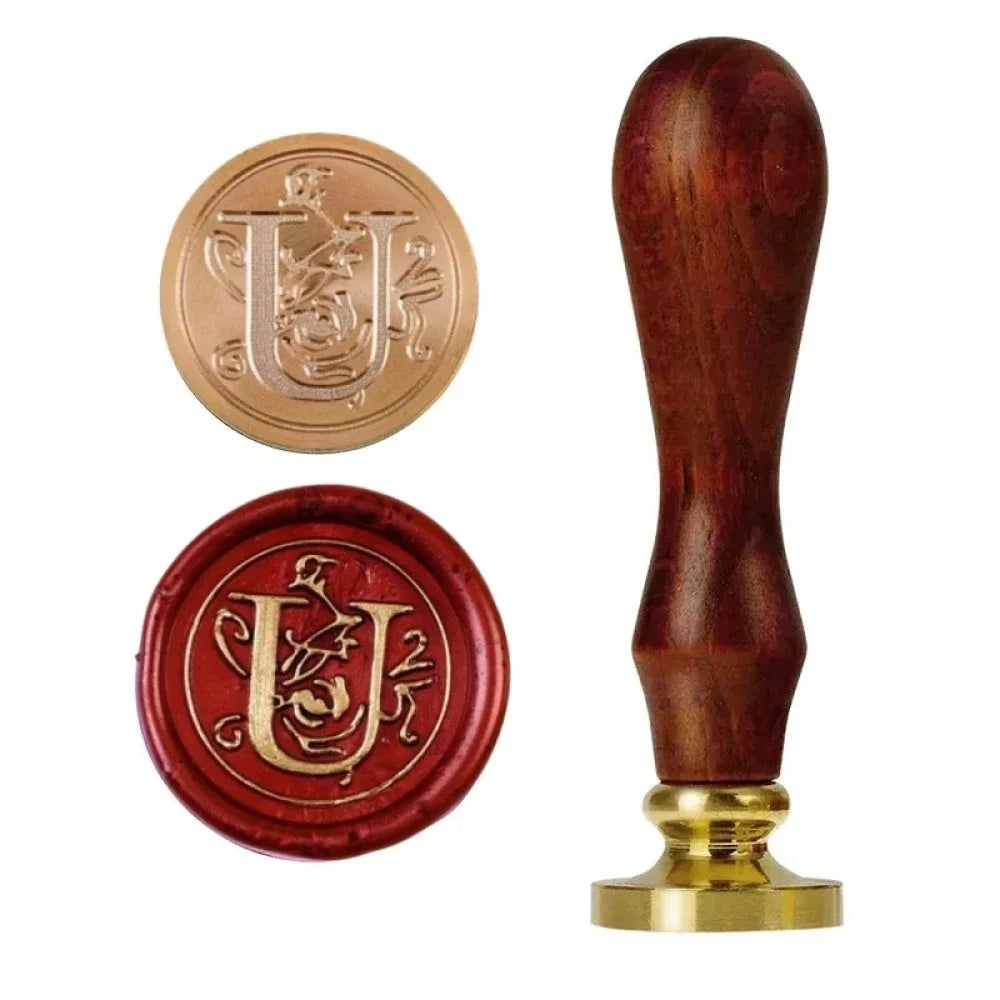 1set 26 Letter A-Z Wax Seal Stamp with wooden handle, Wax Seal Paint Copper Head for Envelope Gift Invitation Card Sticker
